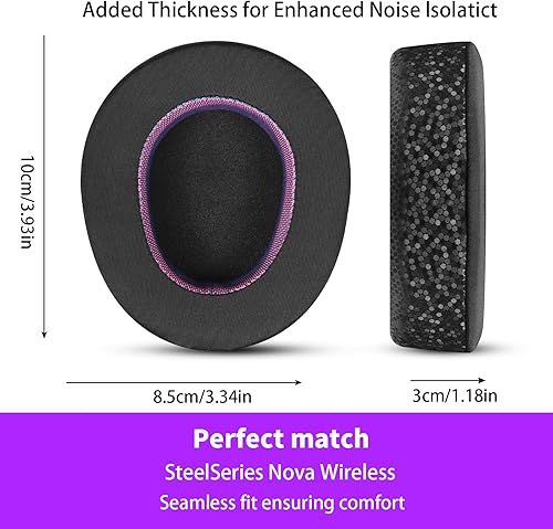 Miniatura 4 de Magic Ice Gel - Almohadillas de repuesto para SteelSeries ARCTIS NOVA PRO (inalámbrico), color negro y morado