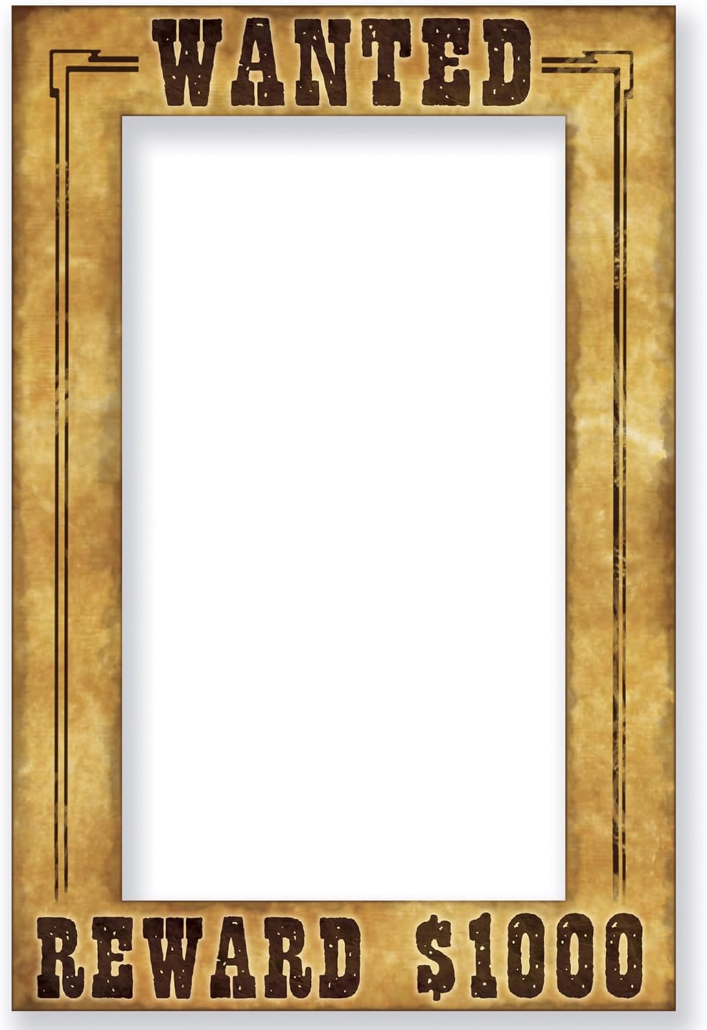 Beistle Western Wanted Photo Fun Frames – 2 Pack Lightweight Cardstock Paper Picture Booth Prop for Wild West, Cowboy, Rodeo, Desert Saloon Themed Party Supplies, Not a Sturdy Frame, 23½" x 15½"