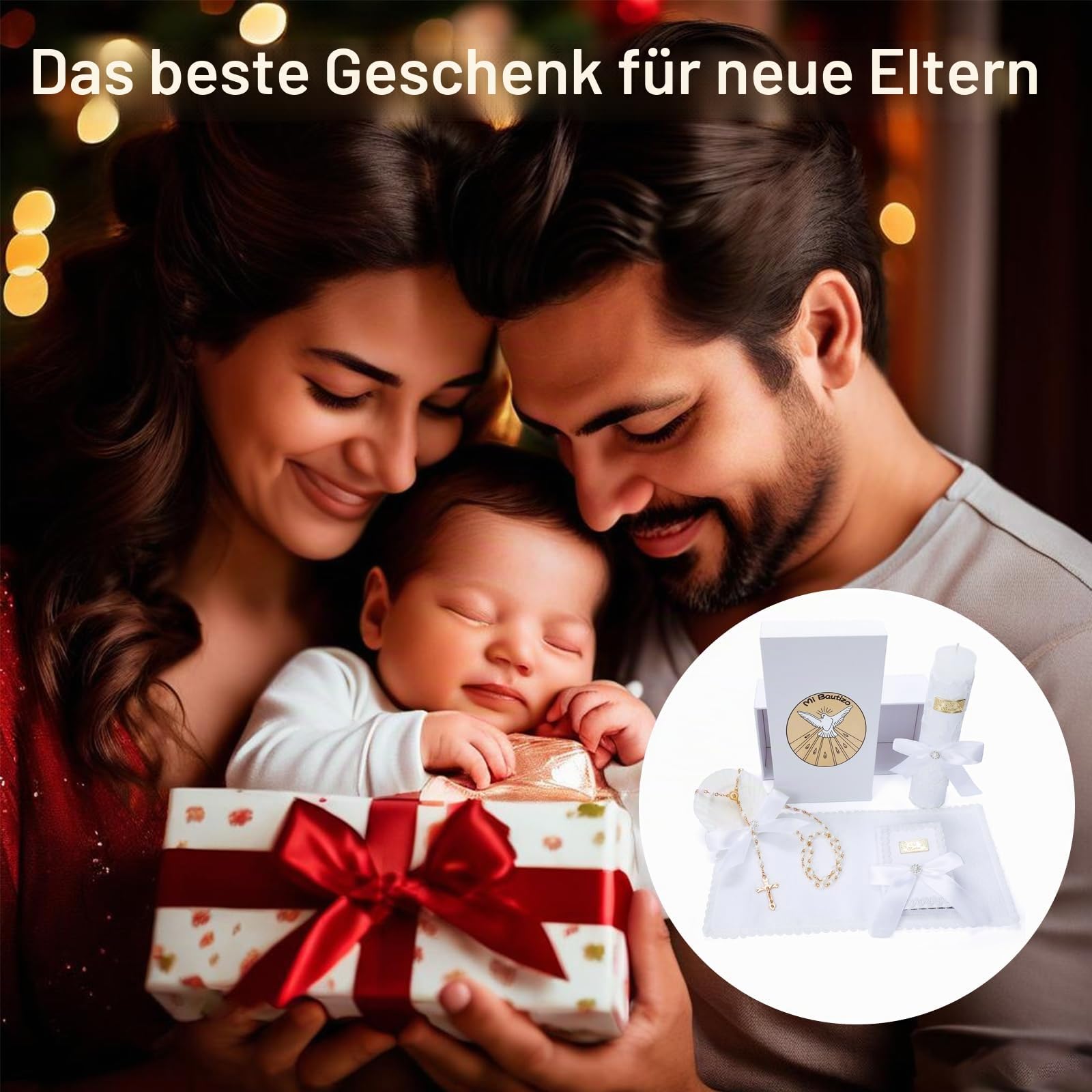Taufkerzen-Set für Jungen und Mädchen, 5-teiliges Taufset, katholische Kerze, Taufmuschel, Handtuch, Rosenkranz, Bibel für Baby-Widmung, Taufgeschenk, Velas para Primera Comunión De Niño Bautizo de