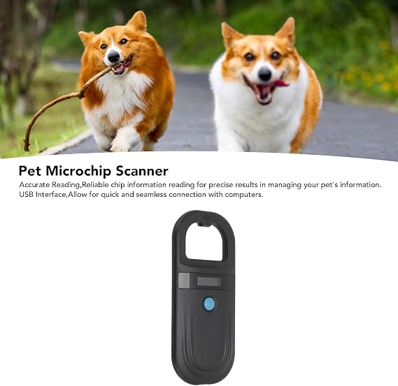 Pet Microchip Scanner, Compact Dog Cat Microchip Tag Scanner USB Interface for Animals for Personal and Commercial Use (Black)