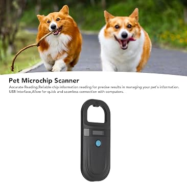 Pet Microchip Scanner, Compact Dog Cat Microchip Tag Scanner USB Interface for Animals for Personal and Commercial Use (Black)