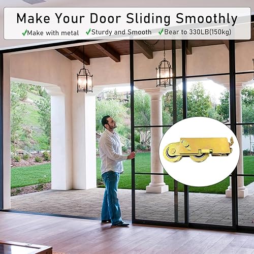 Miniatura 2 de Paquete de 2 ruedas corredizas de repuesto para puerta de patio, rodamiento de bolas de acero de 1-14 pulgadas, montaje en F-Tab y montaje de