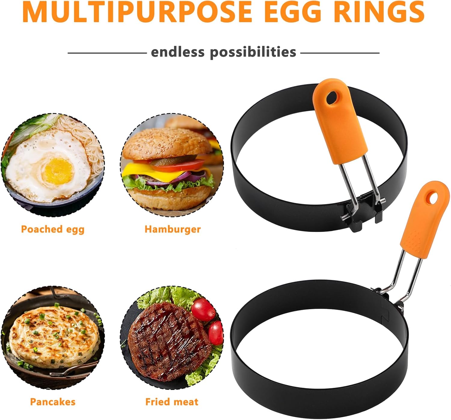 Egg Rings Set of 8 Pancake Mold Stainless Steel Egg Ring for Griddle Nonstick Omelette And Pancake Rings for Muffins (Set of 8)