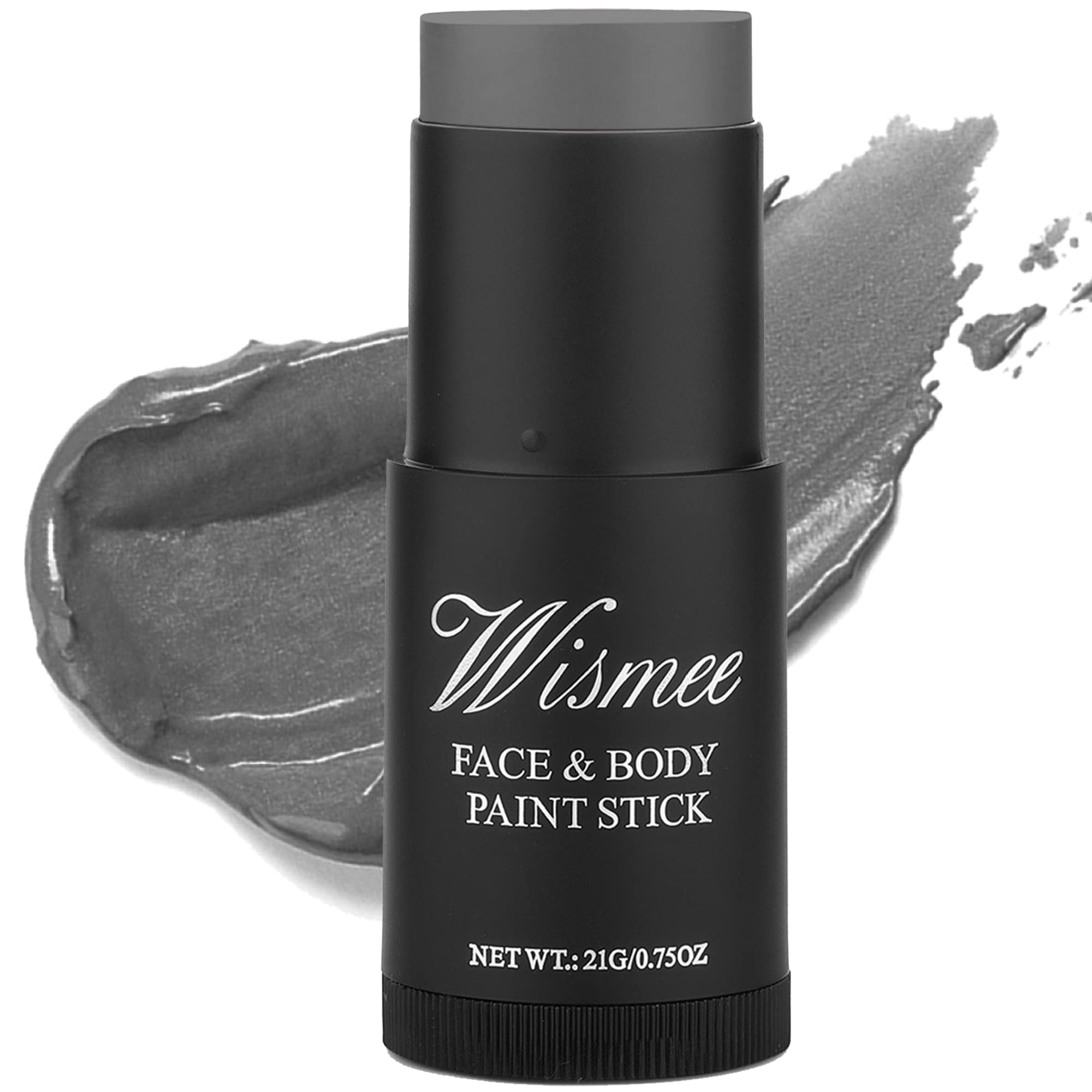 Wismee Dark Grey Face Paint Stick, Non-Toxic Cream Blendable Grey Face Body Paint, Sweatproof Waterproof Face Painting Makeup for Halloween Zombie