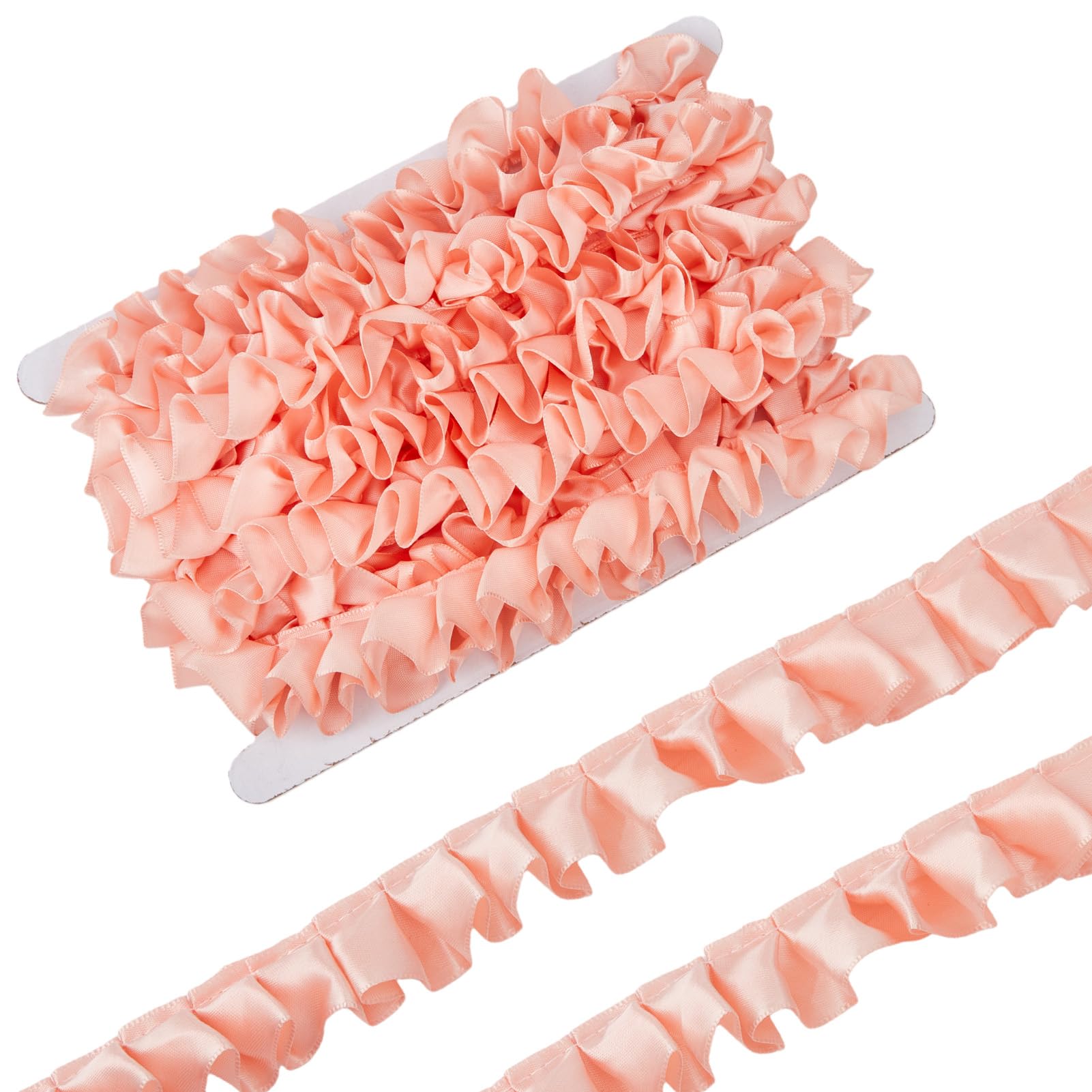 letsinstyle 10 Yards Satin Ruffle Trim, 0.98 Inch Pleated Edge Trimmings, Champagne Colour Gathered Single Frill Layer Edge Ribbon for DIY Dress Headwear Decoration and Gift