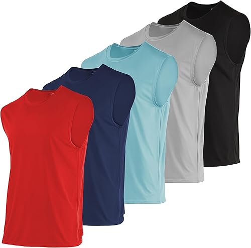 Dry-Fit Active Athletic Tech Camiseta sin mangas para hombre, tallas regulares, grandes y largas (S-5XLT), paquete de 3 y 5 unidades