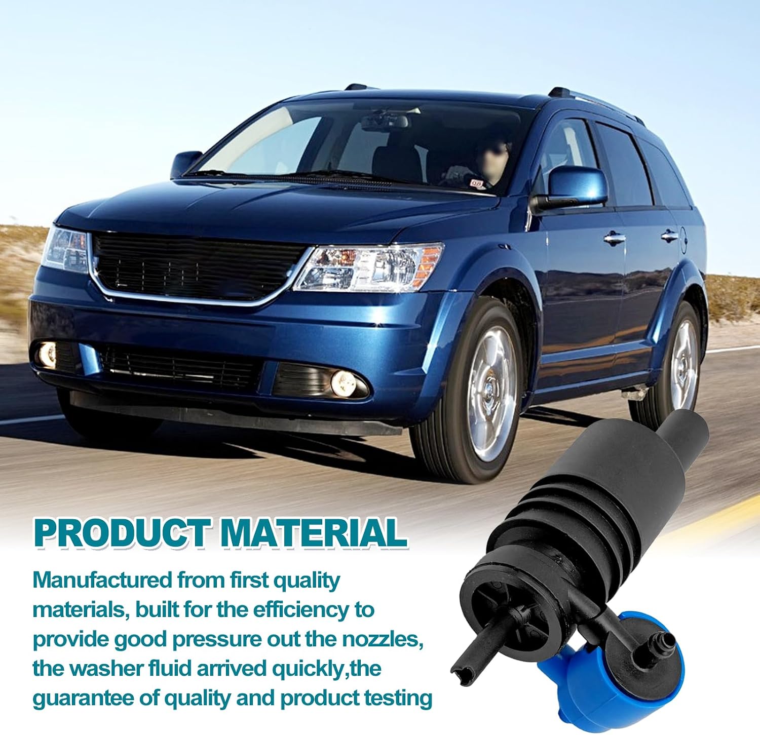 Windshield Washer Motor Pump, Spray Windshield Washer Fluid Pump with Grommet, Compatible with Jeep, Dodge, Chrysler, Volkswagen, Audi, BMW, Chevrolet, Ford
