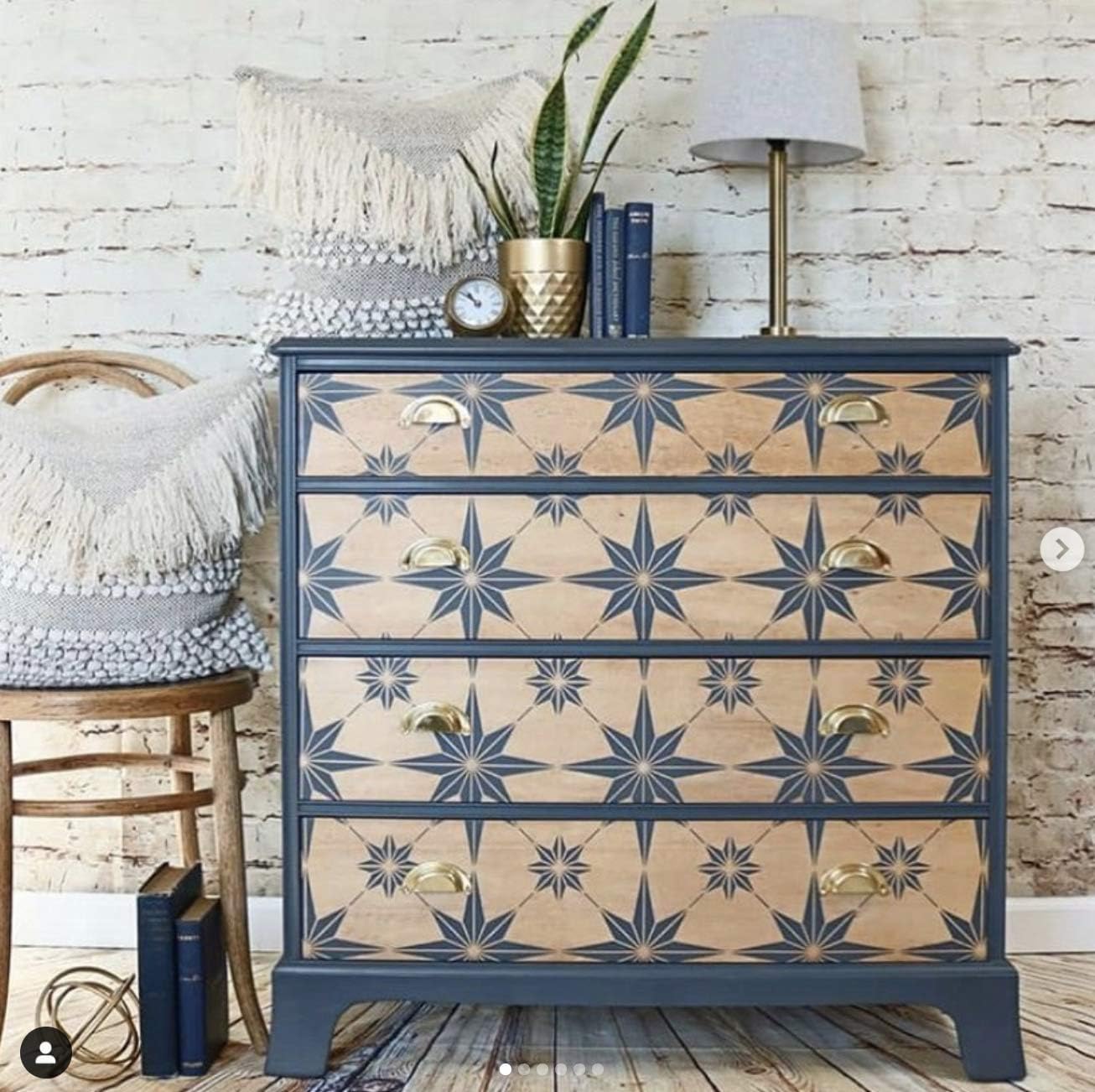 Cutting Edge Stencils Star Tile Stencil - Large Floor Stencils for Painting - Reusable Mylar Floor & Wall Paint Stencil - DIY Home Makeover Decor (Large 12x12)