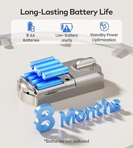 Miniatura 7 de TEEHO TE012W-K Cerraduras inteligentes WiFi para puerta delantera, cerradura de puerta de entrada sin llave con huella dactilar con 2 perillas, WiFi