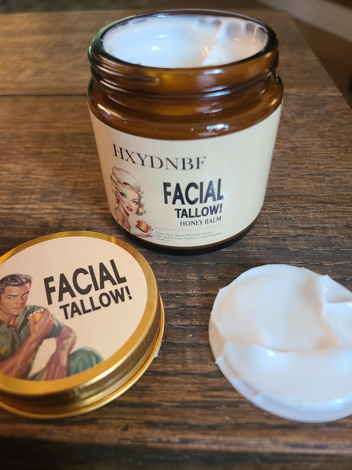HXYDNBF Beef Tallow for Skin, Grass Fed Beef Tallow Honey Balm Natural Organic Beef Tallow for Face Deeply Moisturizer For Body & Dry Skin(3.71Oz)