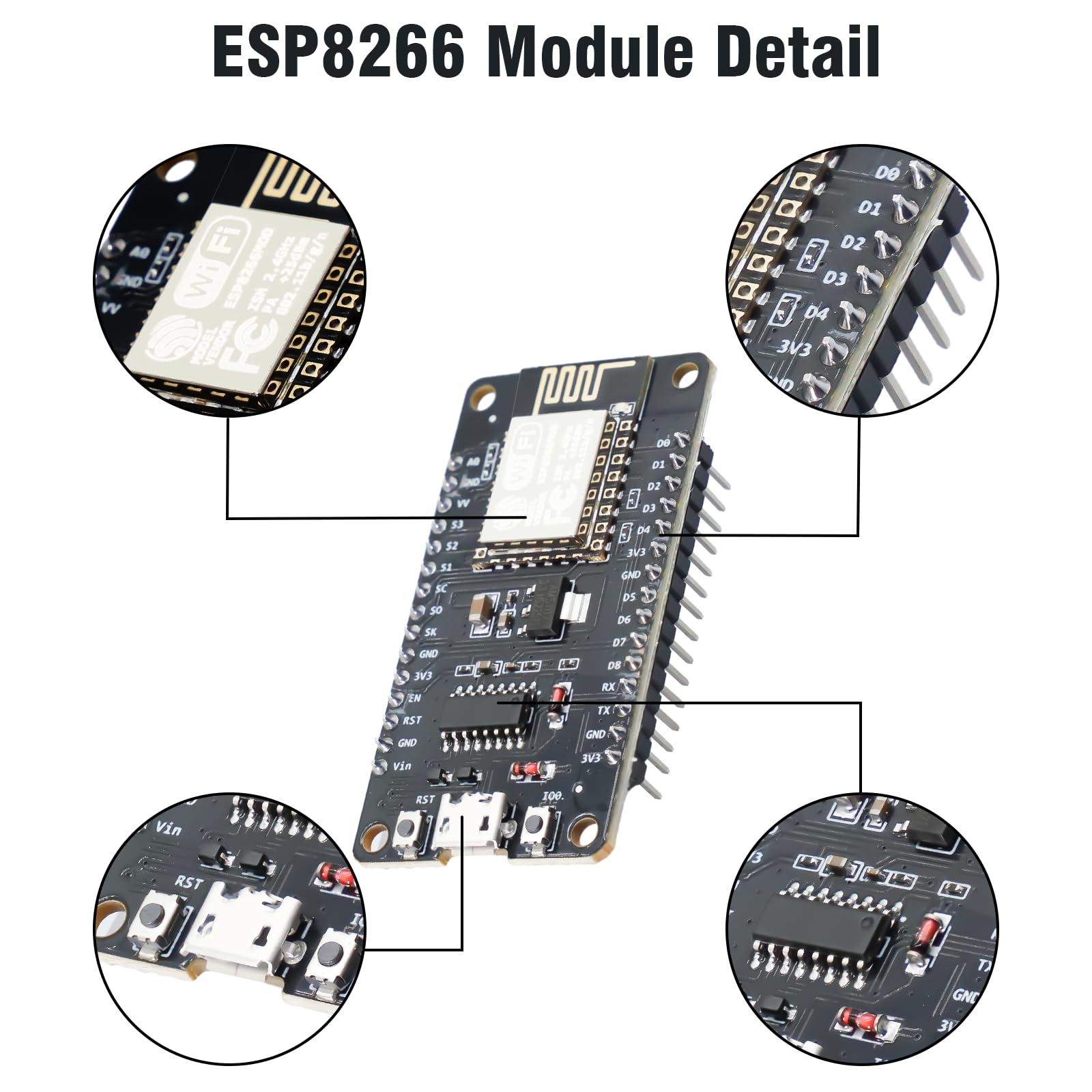 2 Pezzi Scheda Di Sviluppo ESP8266 NodeMCU Con USB-C E Modulo WLAN ESP8266-12F CH340G