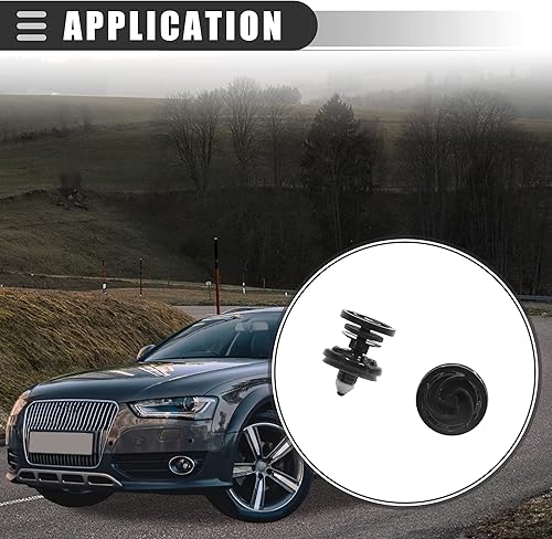 Miniatura 2 de Motoforti 8mm Rivets Clips, Bumper Fender Fastener, for Audi A6 2012-2013, Plastic, 7L6868243, Black, 10pcs