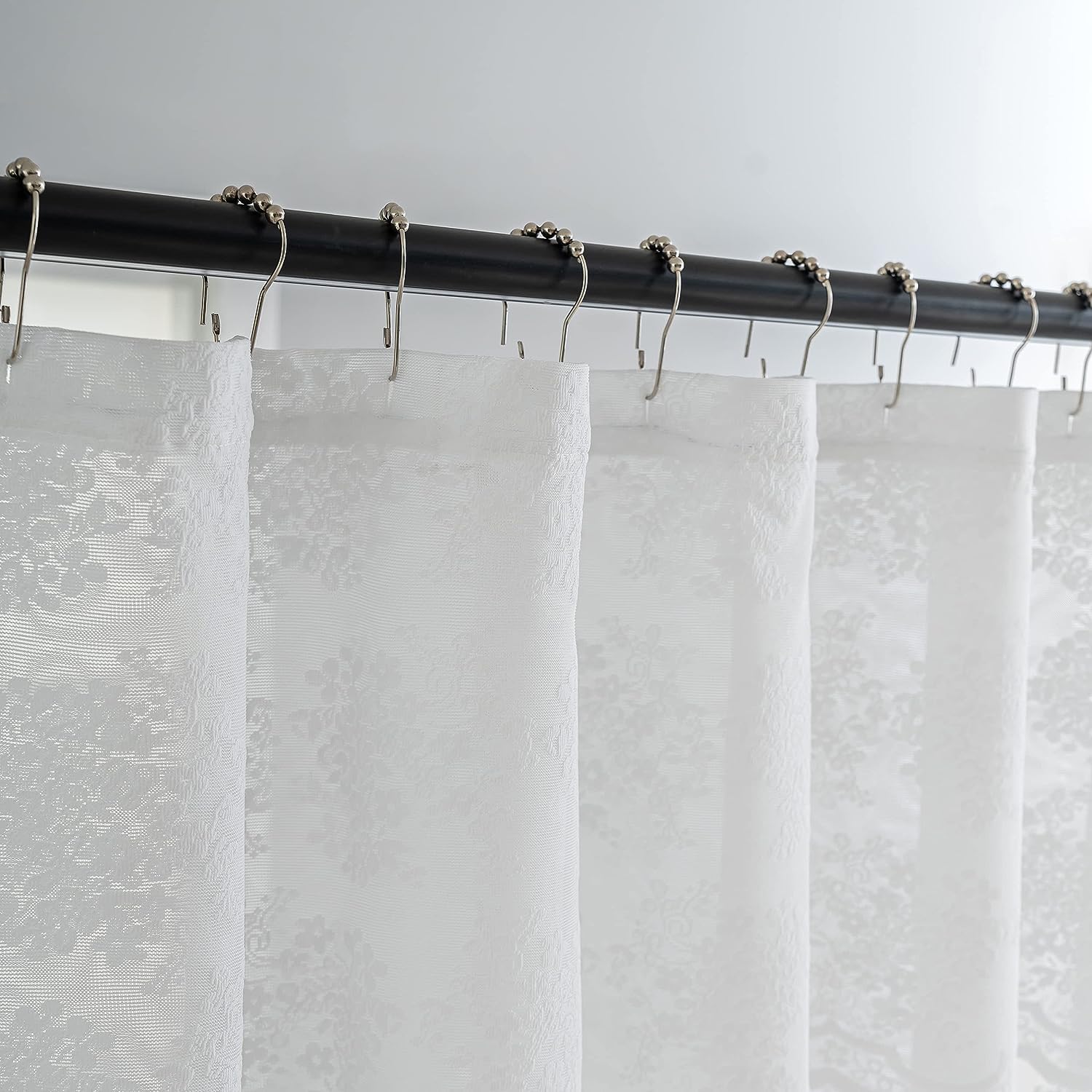 Tenda Da Doccia Boho Rosa Con Nappe E Righe - Tessuto 183x213 Cm Con Ganci