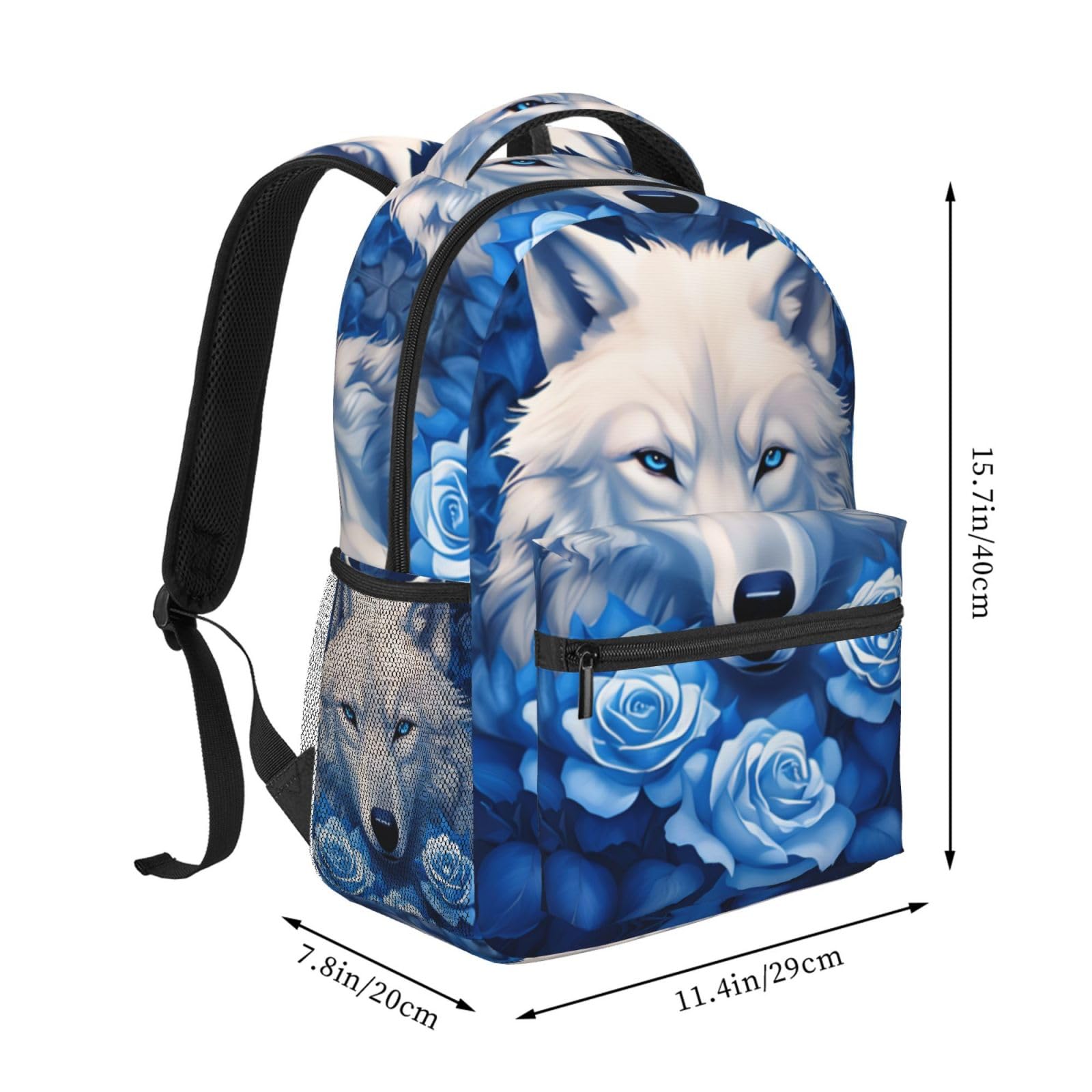 Dujiea 17 Inch Backpack Rose Wolf Laptop Backpack School Bookbag Travel