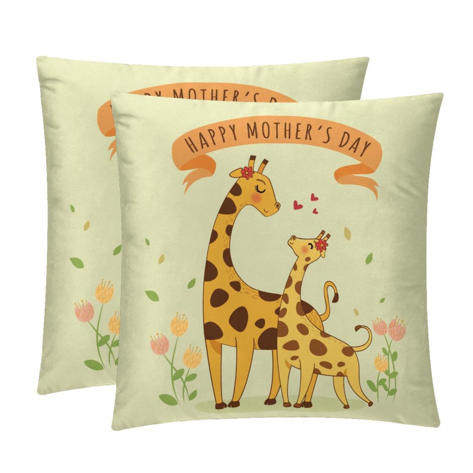 TDGKPZ Cartoon Giraffe Throw Pillow Covers 2 Pack Cushion Cases Decorative Pillow Cases Home Decor 40x40cm