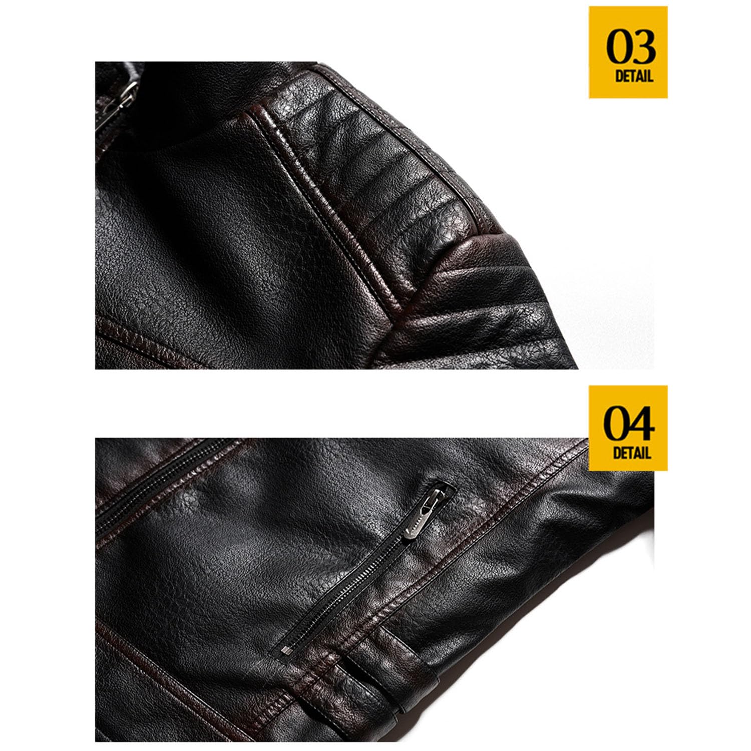 Herren PU Lederjacke Durchgehender Reißverschluss Motorradmantel Winddicht Lässig Windjacke Oberbekleidung