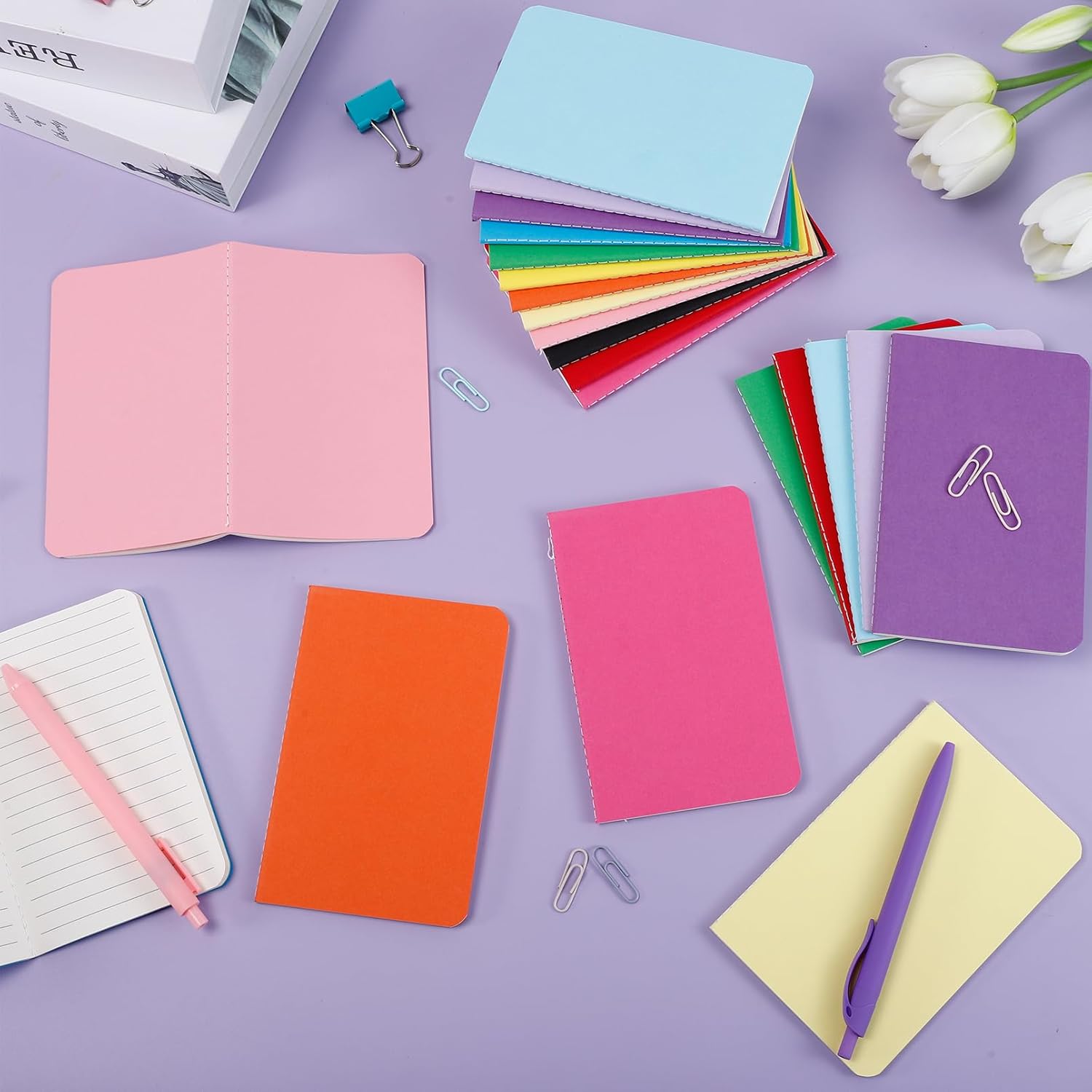 24 pcs Mini Notebooks Bulk, 3.5 x 5.5 in Pocket Notebooks, Colorful Soft Cover, Small Lined Journals for Students, Traveler, School Office Supplies, 30 Sheets/60 Pages - Image 7