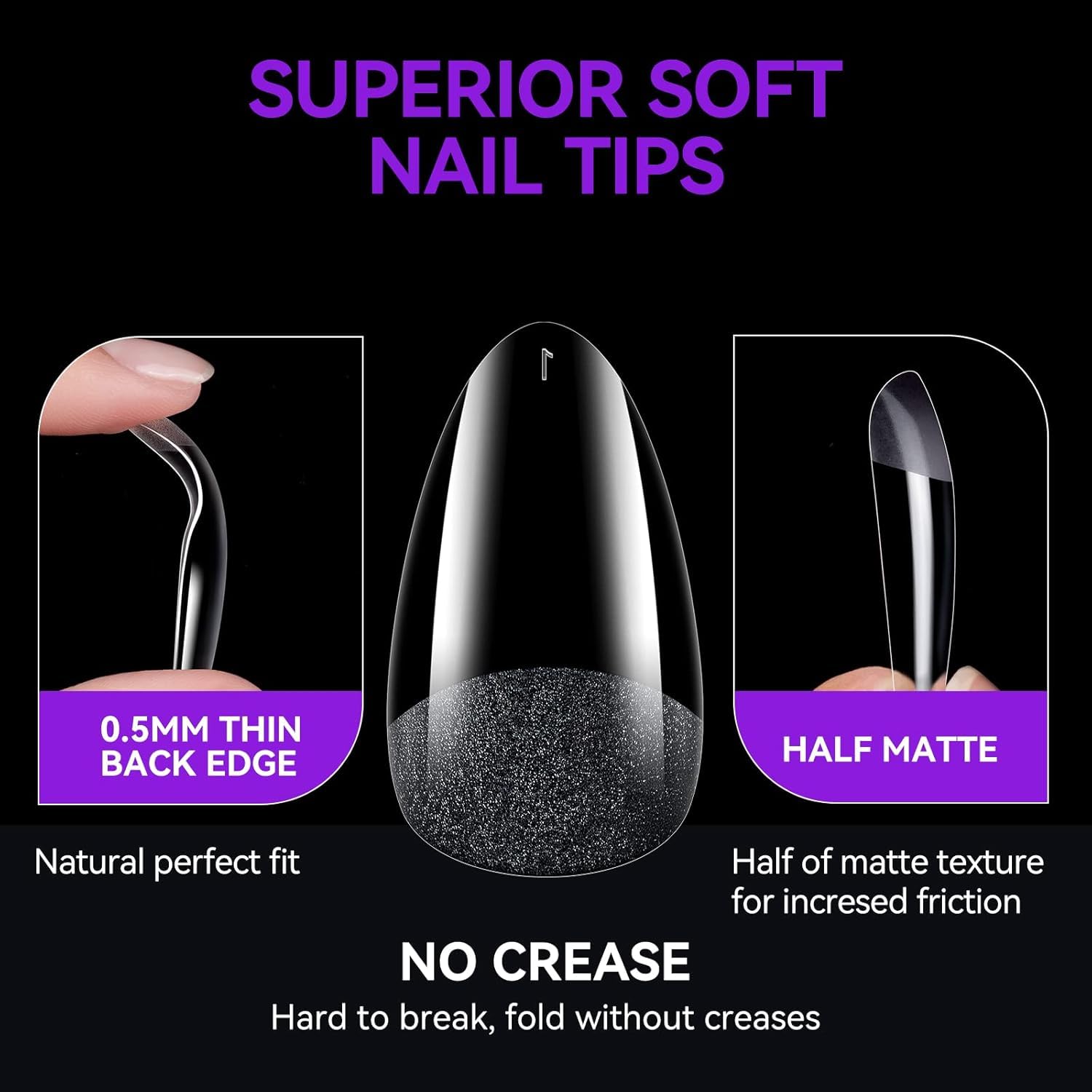 Gelike Unghie finte 550 pcs nail tips (AMANDE MOYENNE)