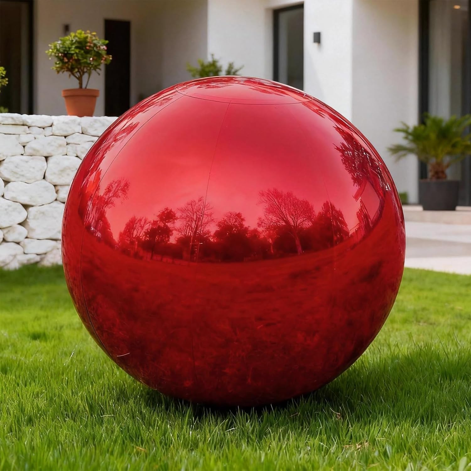 Gold Inflatable Mirror Ball 4pcs - Reusable Holiday Outdoor Balls Include Electric Pump, Reflective Hanging Big Mirror Ball Decor Bubble for Large Event Decoration, Party, Wedding