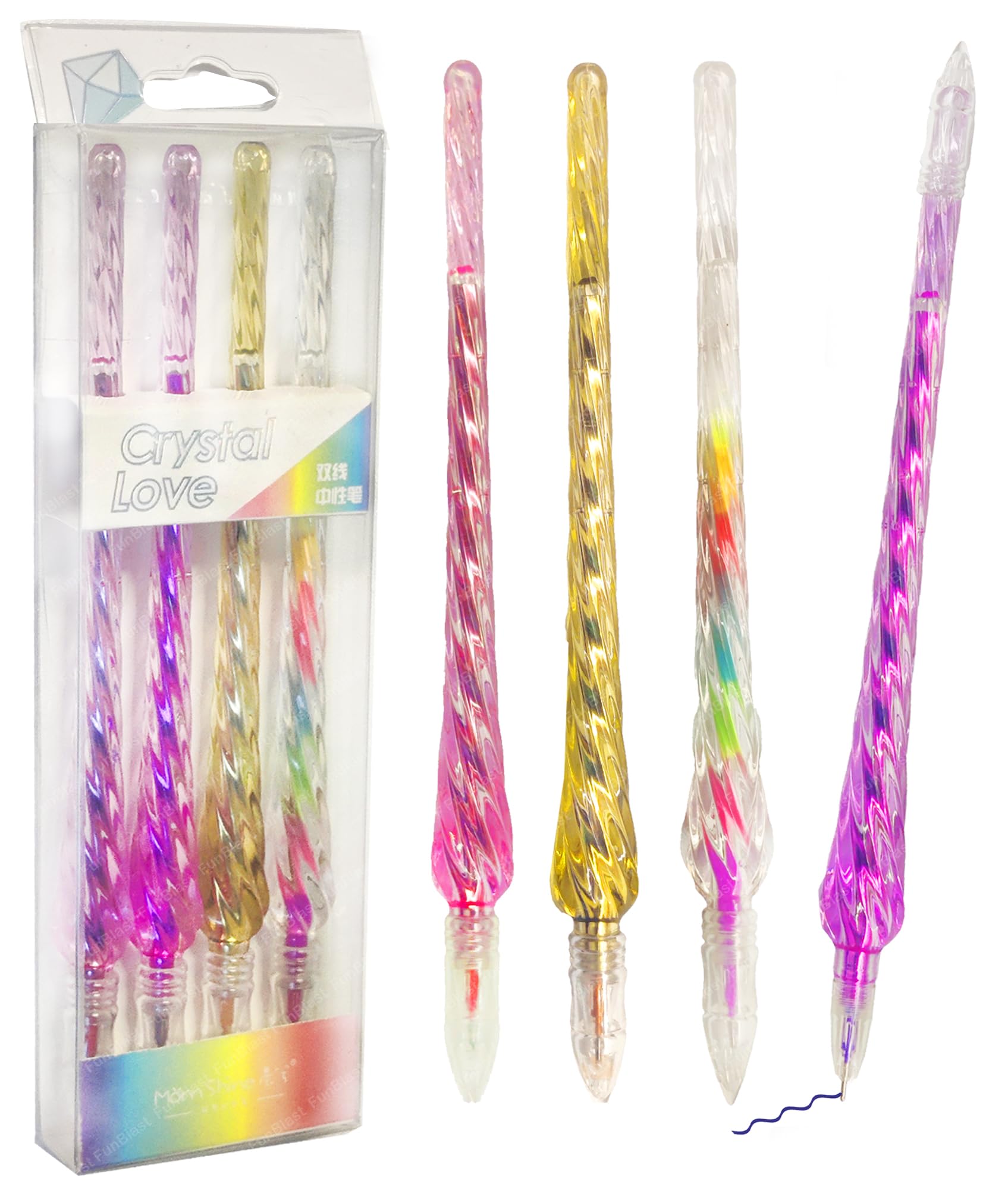 FunBlast Crystal Gel Pen for Writing, Glitter Pen Set 0.7 mm, Kawaii Pens for Girls, Aesthetic Pen, Smooth Writing Pens for Sketching, Calligraphy, Drafting, Journal Art & Craft Work