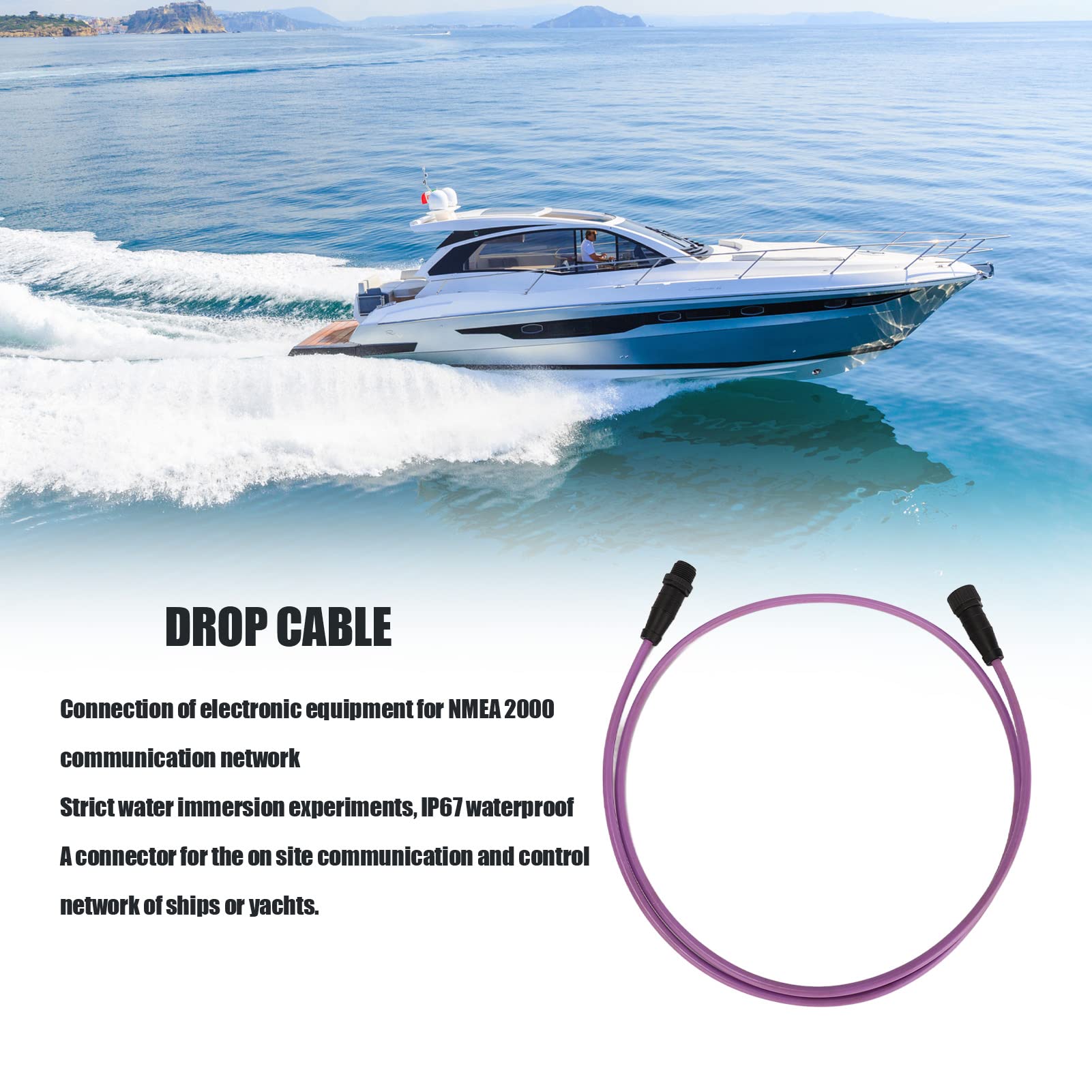 FLEXMAN NMEA 2000 Backbone Cables Drop Cables, 5Pin M12 IP67 Waterproof Cable for Lowrance Networks for Simrad Networks, Marine Grade Products