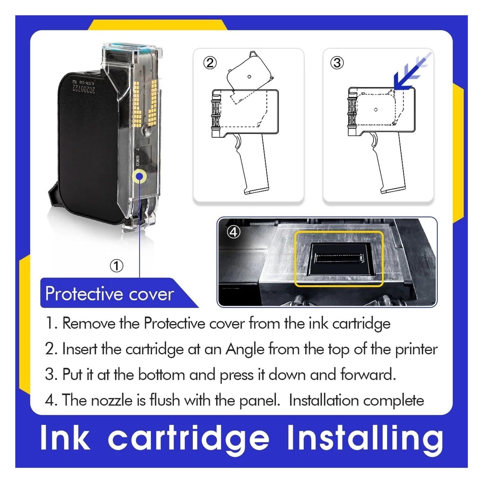Schnelltrocknende Tintenpatrone, lösungsmittelbasiert, 12.7mm, 42ml | Für Handheld-Inkjet, einstellbare Druckhöhe 2-12.7mm, schnelltrocknend, 6 Monate(Black)