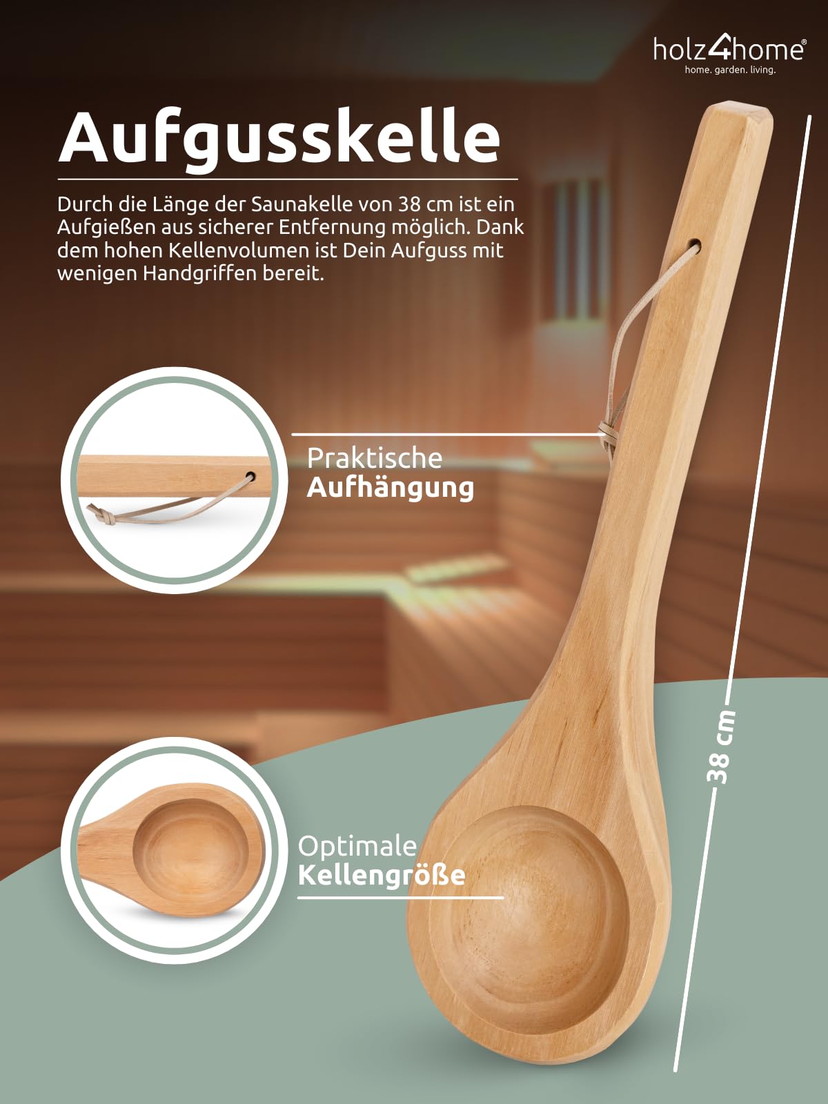 holz4home® Sauna Eimer Set I Hochwertiges Saunazubehör Eimer mit Kelle Sanduhr Thermometer Hygrometer I Hitzebeständiges Sauna Set aus Holz I Komplettset Fasssauna Saunakübel mit Einsatz