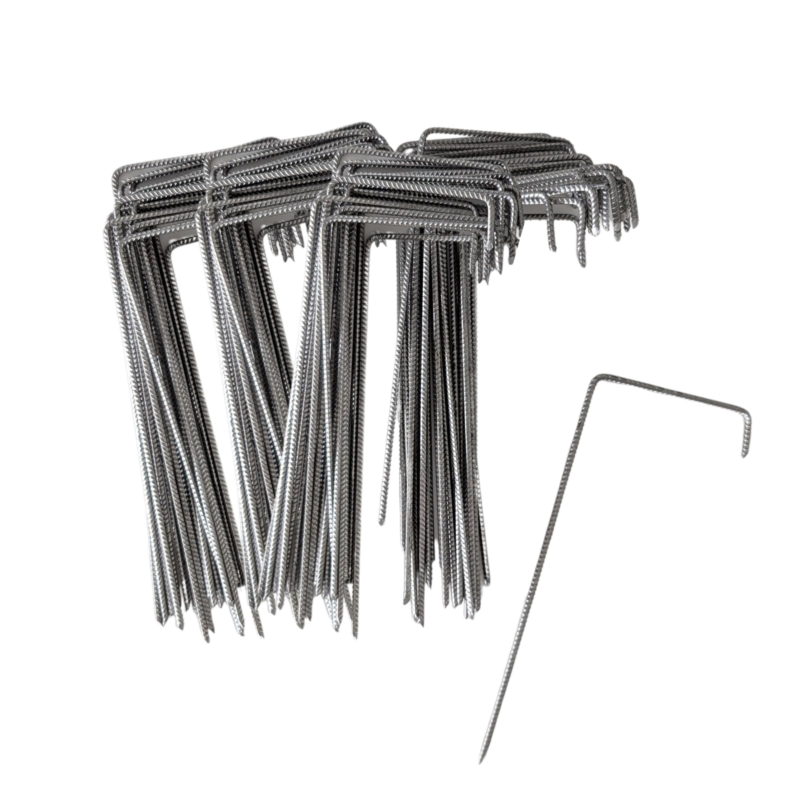 Lot de 100 Agrafes Spécial Sol Dur ou caillouteux Fixation Métal pour Toile de paillage ou géotextile avec Pointes biseautées 24cmX9cmX4cm