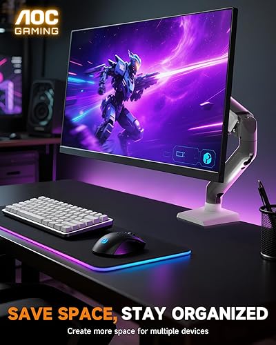 Miniatura 6 de AOC Soporte para monitor, brazo ajustable para monitor único para pantallas de 17 a 32 pulgadas, se adapta a 4.4 a 19.8 libras, gestión de cables,