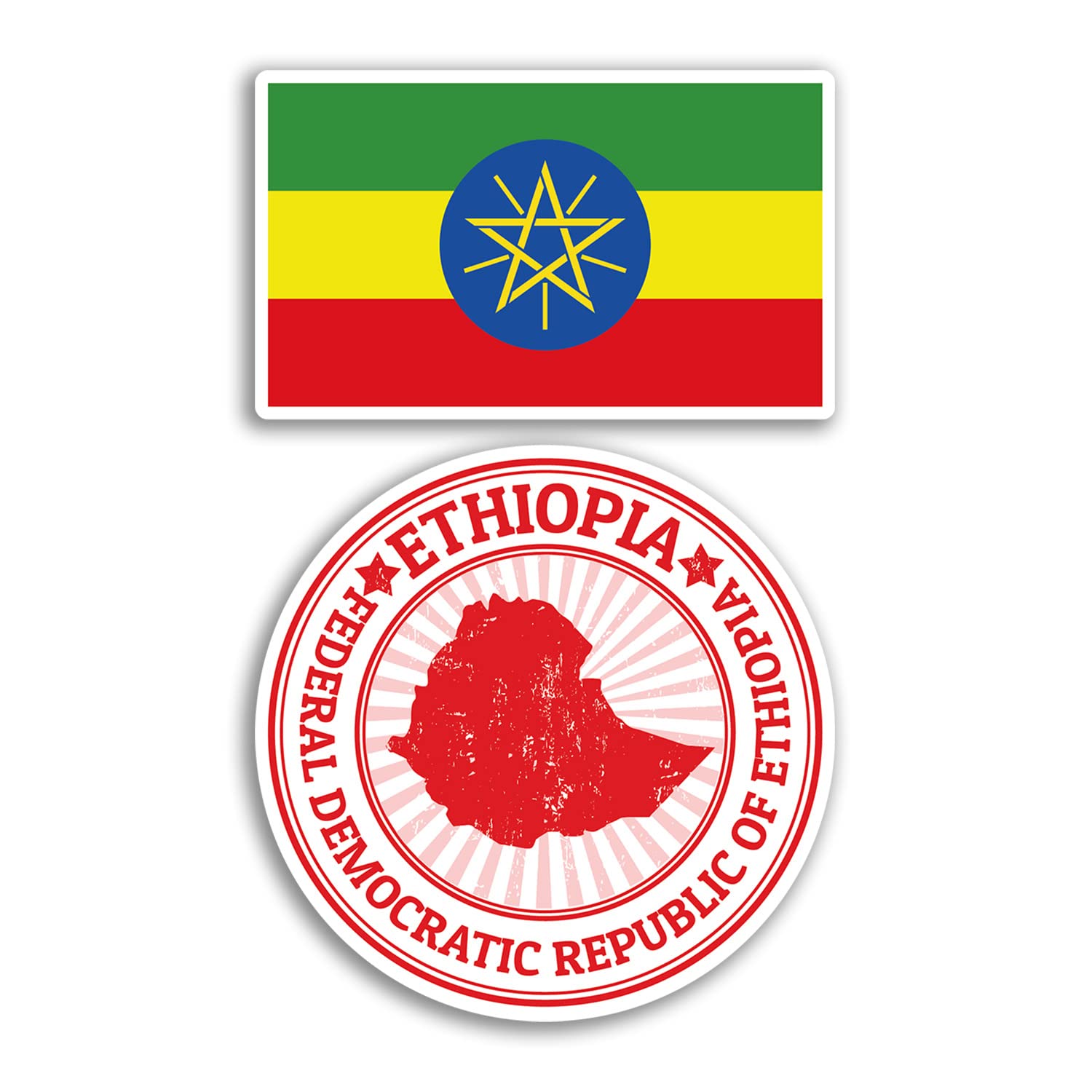 2 x 10cm Wide Ethiopia Vinyl Stickers - Ethiopian Africa Map Holiday Adventure Travel Country Scrapbooking Gift #78695