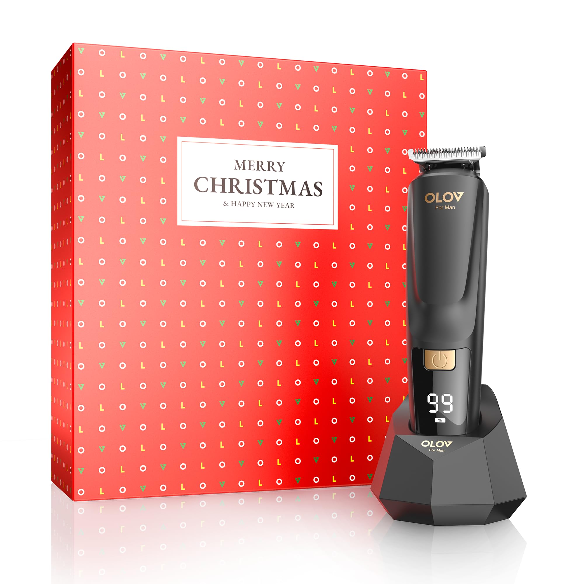 OLOV For Man Beard Trimmer, 21 Piece All-in-One Mens Grooming Kit and Hair Clipper, Nose, Ear, Body and Face, Electric Razor with USB Recharge Dock, Christmas Gift Wrapping