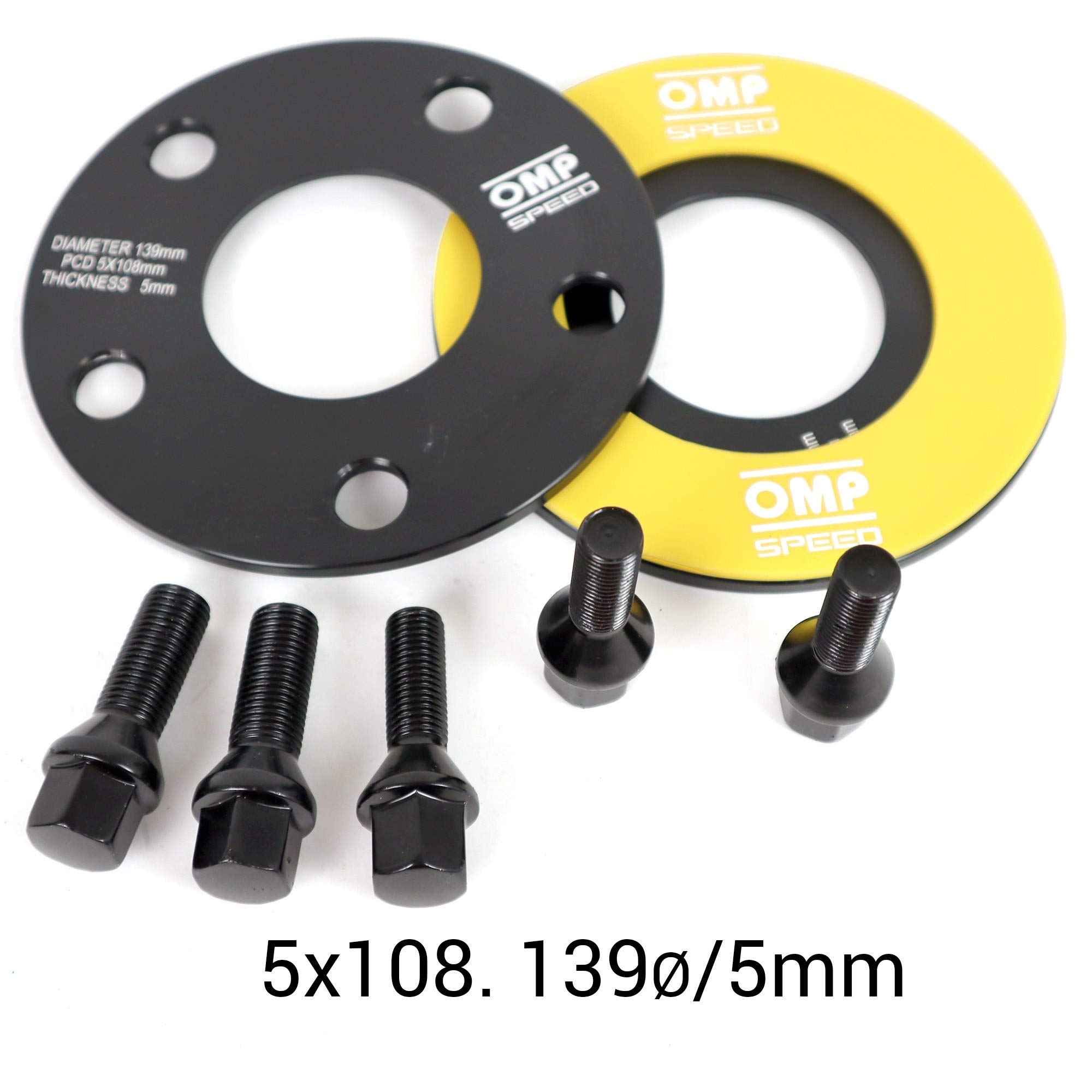 OMP Speed Jeu De 2 Élargisseurs De Voie 5mm PCD 5x130 CB 71.6 - Entretoises Roue Aluminium Noir
