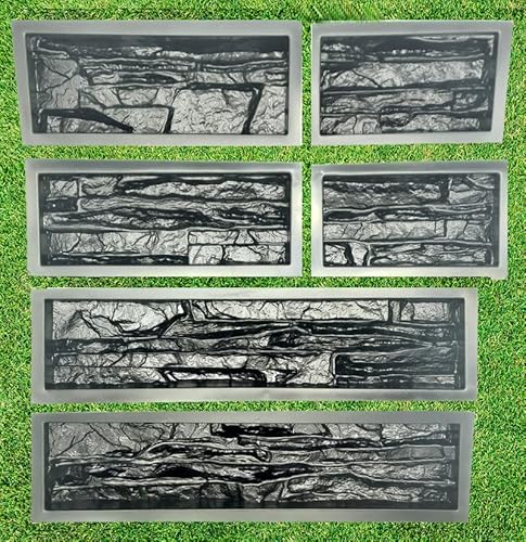 Betonex 6 Pcs Abs 2Mm Flagstone Limestone Natural Stone Mold Plastic Cement Molds Cement Wall Mould Concrete Tile Brick Diy Forms - De Pared Moldes Para Cemento Rock Molds For Concrete Prensa #TOP13