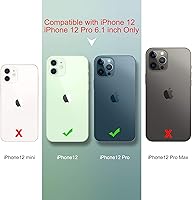 Vista 2 de ULAK Funda transparente para iPhone 12/iPhone 12 Pro, híbrida protectora delgada, transparente, antiarañazos, absorción de golpes, funda protectora