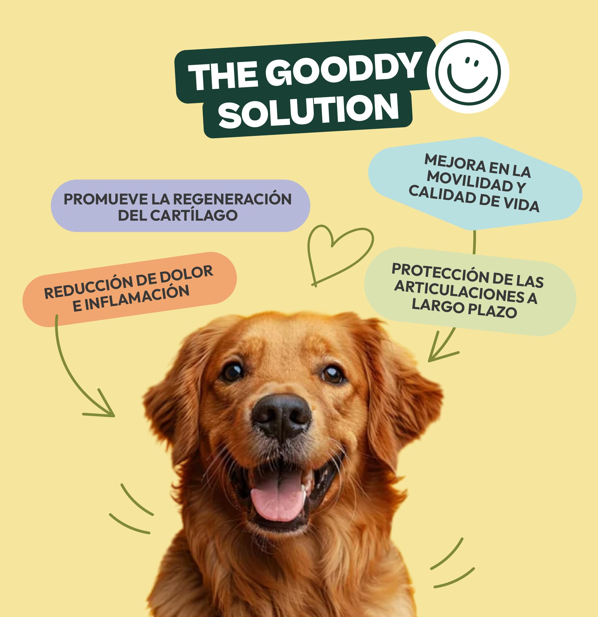 Gooddy - Condroprotector Articulaciones Perros. 100 Snacks naturales 300g. Sin Cereales e Hipoalergénico – Caderas, Artrosis, Huesos. Colágeno, Glucosamina HCI, Condroitina y MSM. Hasta 3 meses de uso
