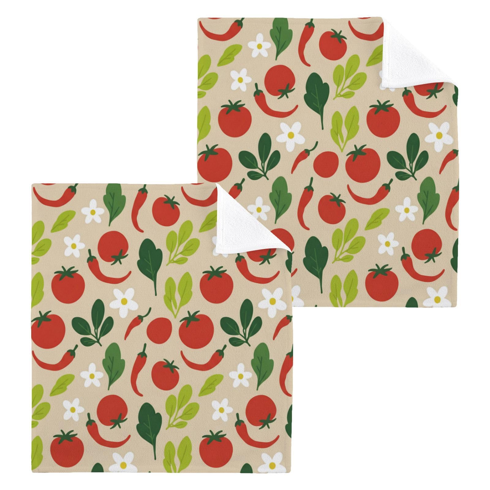BOESI Tomato 12x12in Cotton Washcloth,Soft Absorbent Face Towel