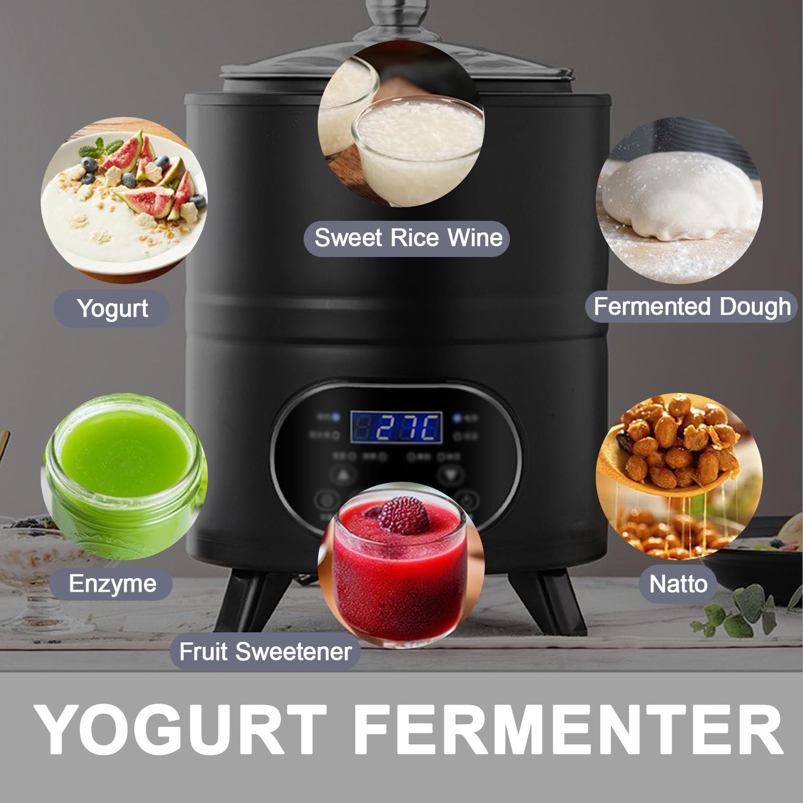 Yogurtiera Commerciale, Macchina Automatica per Fermentazione di Yogurt E Natto Fatti in Casa, Funzione con modalità Preimpostate per Semplificare L'Utilizzo