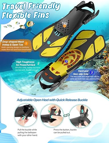 Miniatura 4 de Zenoplige Juego de aletas de máscara de esnórquel, equipo de esnórquel para adultos, máscara de esnórquel con vista panorámica, antivaho, aletas de