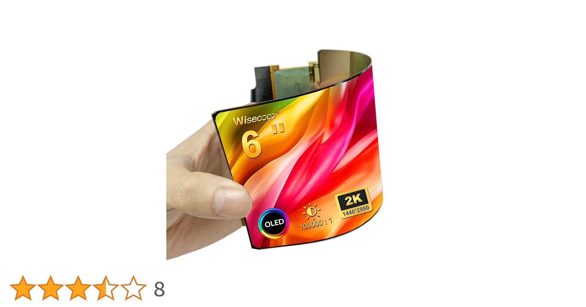 折り曲げ可能なディスプレイ裏表2枚wisecoco 6インチ 2K Wisecoco-柔軟なoledディスプレイ,曲げ可能なスクリーンパネル