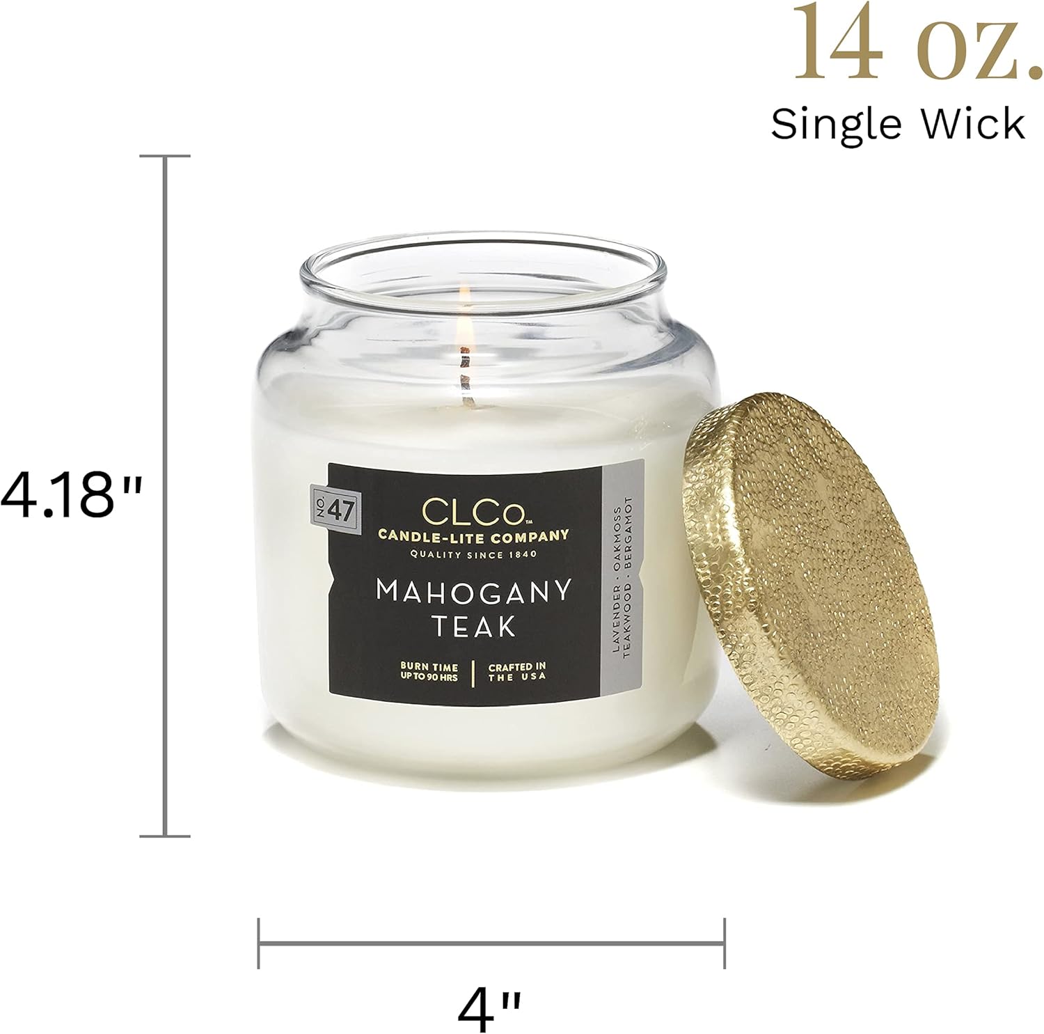 CLCo. by Candle-Lite Company Scented Mahogany Teak Single-Wick Jar Candle, 14 oz, Off White