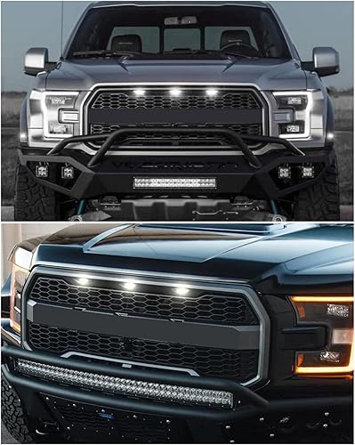 Miniatura 6 de MEALAM Luces LED blancas 3 piezas de rejillas delanteras Raptor accesorios de coche con arnés y fusible compatible con rejilla de posventa estilo