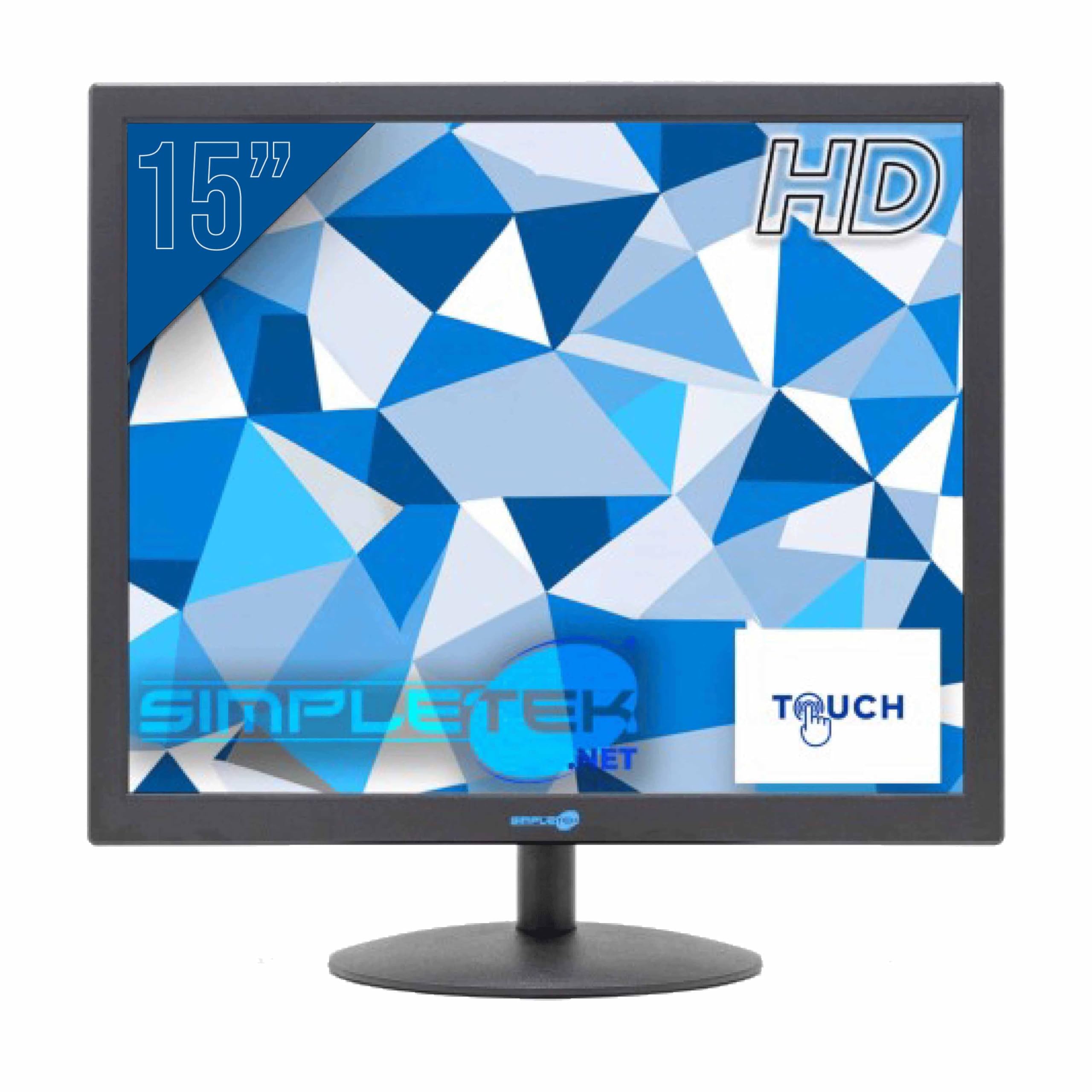 SIMPLETEK - Kapazitiver Touchscreen Monitor 15 Zoll quadratisch 4:3 5:4 | HDMI, VGA | Integrierte Lautsprecher | VESA (75x75 mm)