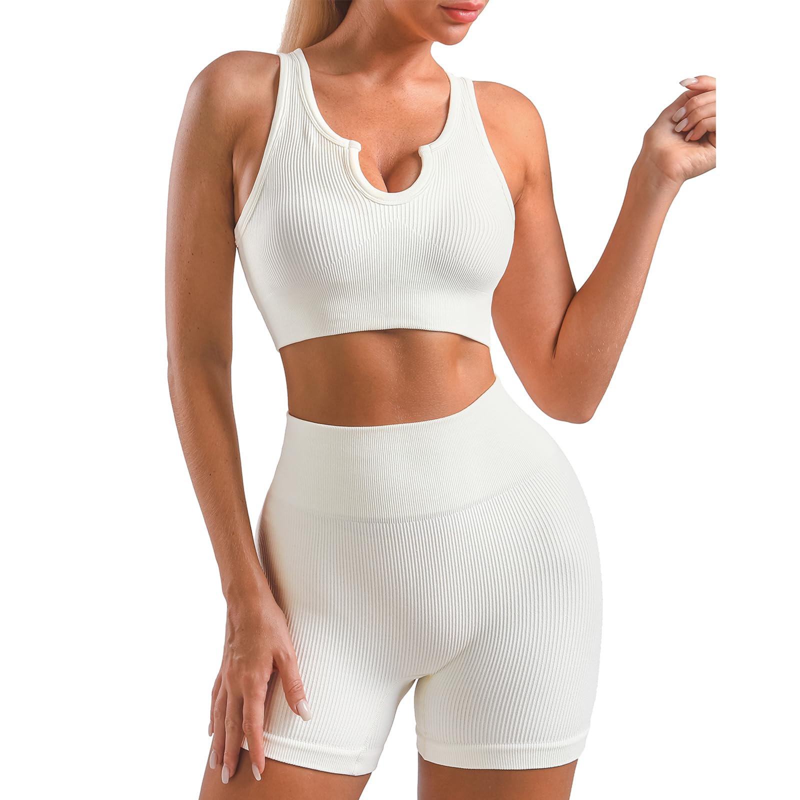 Womens Yoga Outfits 2 piece Set Workout Tracksuits Sports Bra High Waist Legging Active Wear Athletic Clothing Set