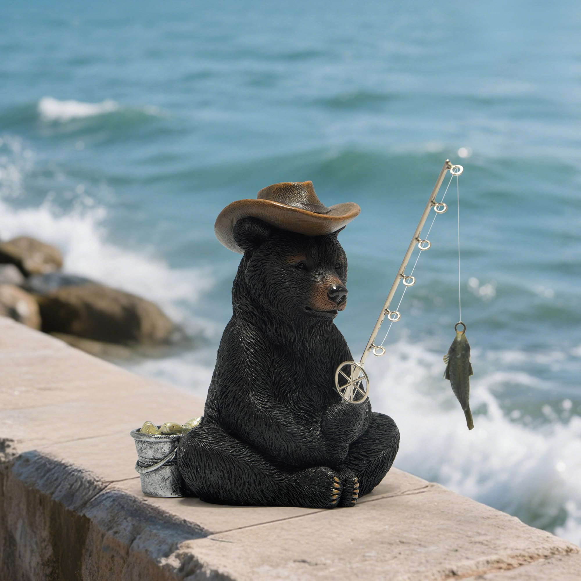 bear fishing pole Hodao Black Figurines Decoration Summer Bear Crafts for Home Office Desk Decor Statue for Tabletop Shelf Decoration Ornament Gifts Decor for Beach Fishing Lovers (Black) : Home & Kitchen Color:Explosion dry cloth. Tuna fishing Brand New Daiwa Saltist