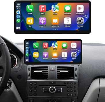 Road Top 12.3" Ultra-Narrow Touchscreen Wireless CarPlay Android Auto Car Radio for Mercedes-Benz C Class W204 2008-2010 Year with NTG4.0, Support Mirrorlink/Navigation