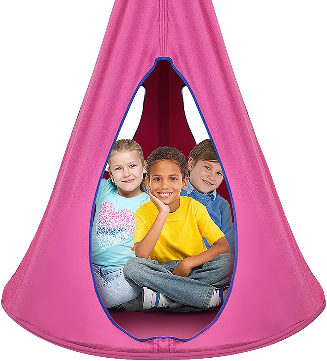 Sorbus Premium Hammock Chair for Kids- Hanging Tree Tent w/Adjustable Rope- 2 Windows & 1 Entrance- Nest Swing Hugglepod for Indoor Outdoor Use - 250lbs Sturdy Sensory Pod Hanging Chair - (40", Pink)