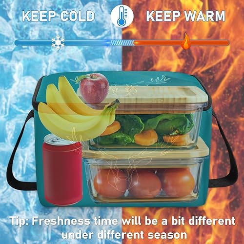 Miniatura 6 de QsirBC Deer Lines - Bolsa de almuerzo aislada de origami para mujer, reutilizable, bolsa cuadrada de comida para adultos y hombres, lonchera más