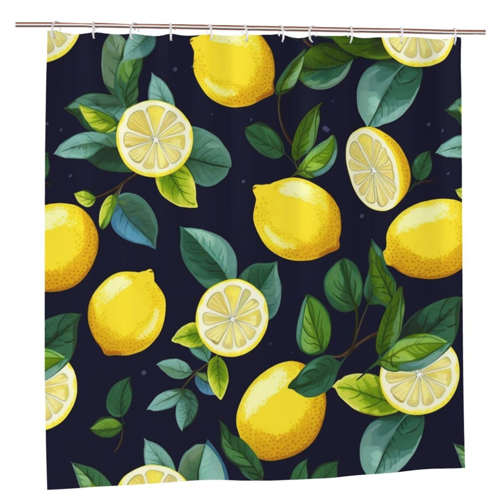 Rideau de douche imperméable motif citron pour rafraîchir votre salle de bain