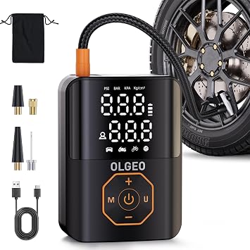 Portable 160PSI Cordless Tire Pump with Digital Gauge, Auto Stop & LED | Cordless Portable Tire Inflator 160PSI for Car Motorcycle Bike Ball