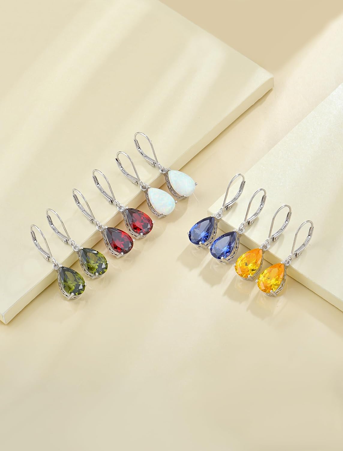 YL 925 Sterling Silver Teardrop Dangle Drop Earrings for Women 8x12 MM Solitaire Birthstone Leverback Filigree Jewelry - Image 4